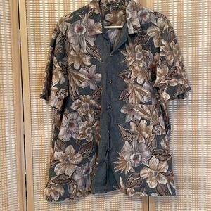 Hawaii Blue Men's XL‎ Hawaiian Shirt Floral Tropical Vacation Resort wear Green